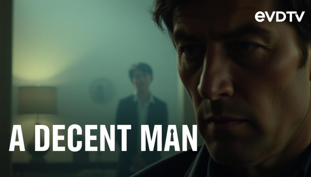 A detailed scene from the fourth episode of the TV series "A Decent Man". In the foreground, a close-up shot of a character's face, their expression pensive and thoughtful. In the middle ground, the character is shown in a dimly lit indoor setting, surrounded by subtle details that hint at the narrative. The background is hazy, with soft lighting that creates a dreamlike, atmospheric quality. The overall mood is one of introspection and emotional depth. The image should convey a sense of the show's quality and production value, suitable for promotion on the EVDTV IPTV platform. A detailed scene from the fourth episode of the TV series "A Decent Man". In the foreground, a close-up shot of a character's face, their expression pensive and thoughtful. In the middle ground, the character is shown in a dimly lit indoor setting, surrounded by subtle details that hint at the narrative. The background is hazy, with soft lighting that creates a dreamlike, atmospheric quality. The overall mood is one of introspection and emotional depth. The image should convey a sense of the show's quality and production value, suitable for promotion on the EVDTV IPTV platform.