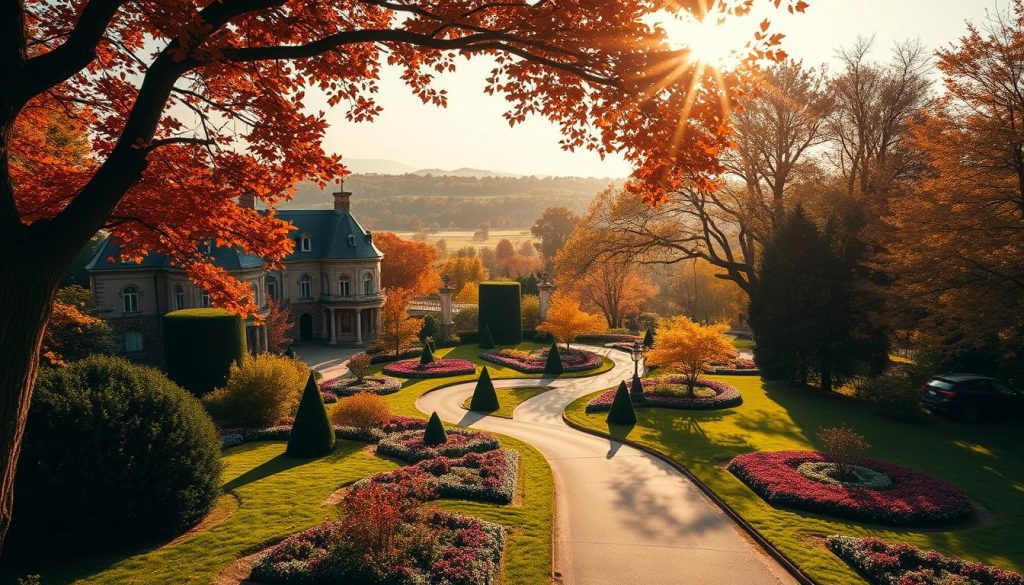 A serene autumn scene, the lush foliage of Elabeth's estate adorned in rich hues. Sunlight filters through the canopy, casting a warm glow over the rolling hills and manicured grounds. In the foreground, a stately manor stands, its elegant architecture and ornate details captured in crisp detail by a high-resolution lens. The middle ground reveals a picturesque path winding through the landscaped gardens, flanked by vibrant flower beds and towering trees. In the background, the horizon is dotted with the silhouettes of distant mountains, their peaks painted in soft, ethereal light. The overall atmosphere is one of tranquility and timeless beauty, perfectly suited to illustrate the "Elabeth Season" and the EVDTV IPTV streaming service. A serene autumn scene, the lush foliage of Elabeth's estate adorned in rich hues. Sunlight filters through the canopy, casting a warm glow over the rolling hills and manicured grounds. In the foreground, a stately manor stands, its elegant architecture and ornate details captured in crisp detail by a high-resolution lens. The middle ground reveals a picturesque path winding through the landscaped gardens, flanked by vibrant flower beds and towering trees. In the background, the horizon is dotted with the silhouettes of distant mountains, their peaks painted in soft, ethereal light. The overall atmosphere is one of tranquility and timeless beauty, perfectly suited to illustrate the "Elabeth Season" and the EVDTV IPTV streaming service.