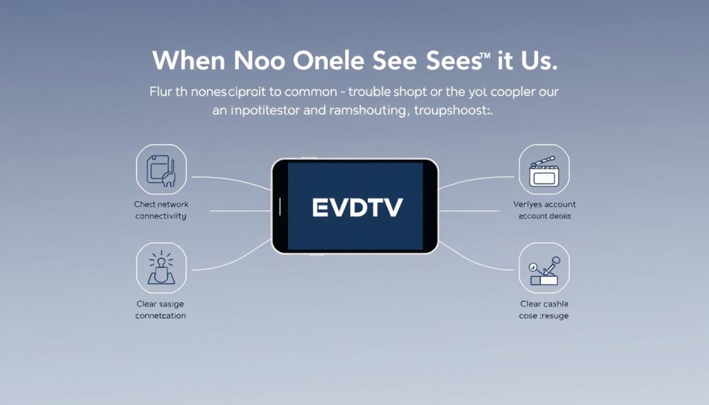 A sleek, minimalist illustration showcasing the EVDTV IPTV brand and providing troubleshooting guidance for common issues when streaming the TV series "When No One Sees Us". The composition features a central display device, such as a smartphone or tablet, prominently displaying the EVDTV logo. Surrounding the display are a set of simple, elegant icons representing common troubleshooting steps, such as checking network connectivity, verifying account details, and clearing cache. The overall aesthetic is clean, modern, and inviting, with a soft, muted color palette and thoughtful use of negative space to create a sense of balance and focus. The mood is one of helpful guidance and resolve, conveying a sense of professionalism and technical expertise associated with the EVDTV IPTV service. A sleek, minimalist illustration showcasing the EVDTV IPTV brand and providing troubleshooting guidance for common issues when streaming the TV series "When No One Sees Us". The composition features a central display device, such as a smartphone or tablet, prominently displaying the EVDTV logo. Surrounding the display are a set of simple, elegant icons representing common troubleshooting steps, such as checking network connectivity, verifying account details, and clearing cache. The overall aesthetic is clean, modern, and inviting, with a soft, muted color palette and thoughtful use of negative space to create a sense of balance and focus. The mood is one of helpful guidance and resolve, conveying a sense of professionalism and technical expertise associated with the EVDTV IPTV service.